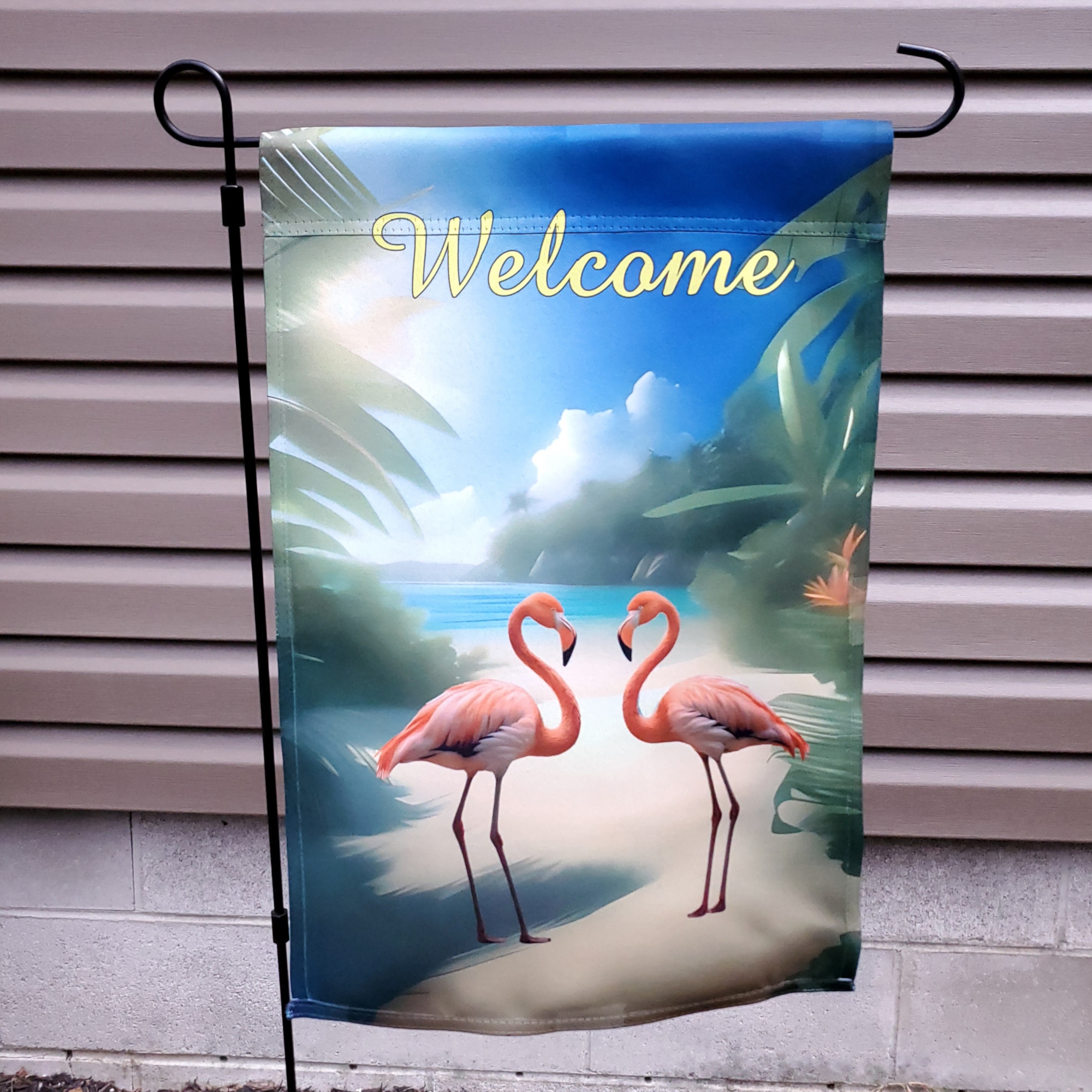 Flamingo Welcome Garden Flag