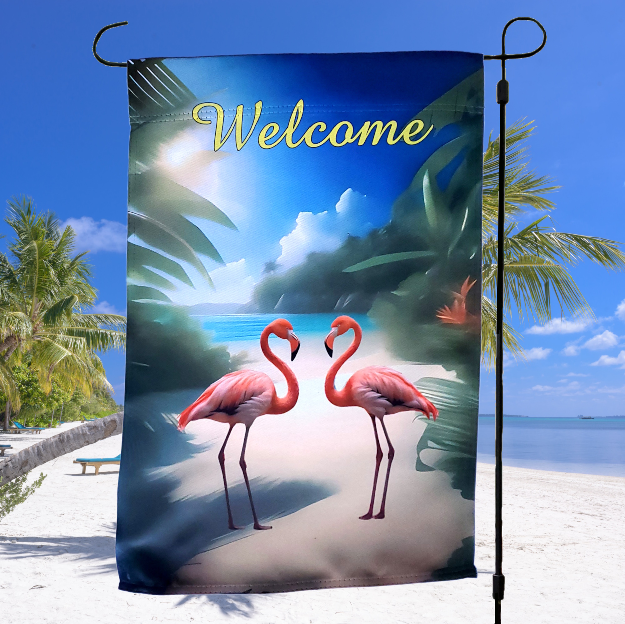 Flamingo Welcome Garden Flag