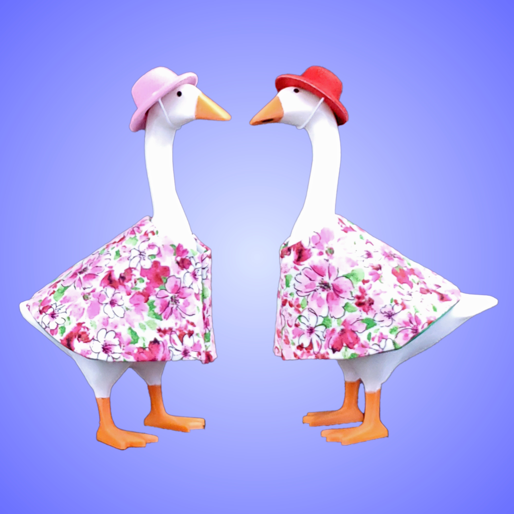 Floral Outfit for desk goose in Red and Pink
