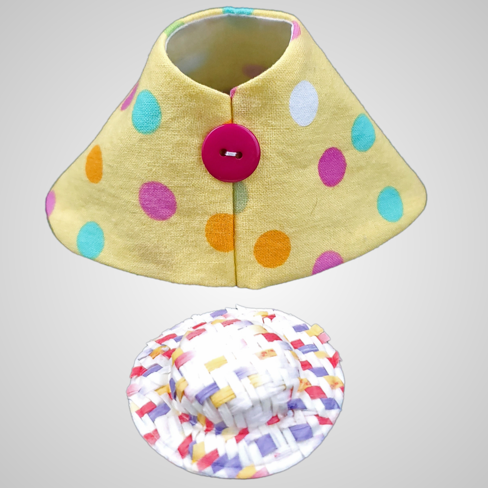 Vibrant Polka Dot Outfit for a 7 inch Desk Goose