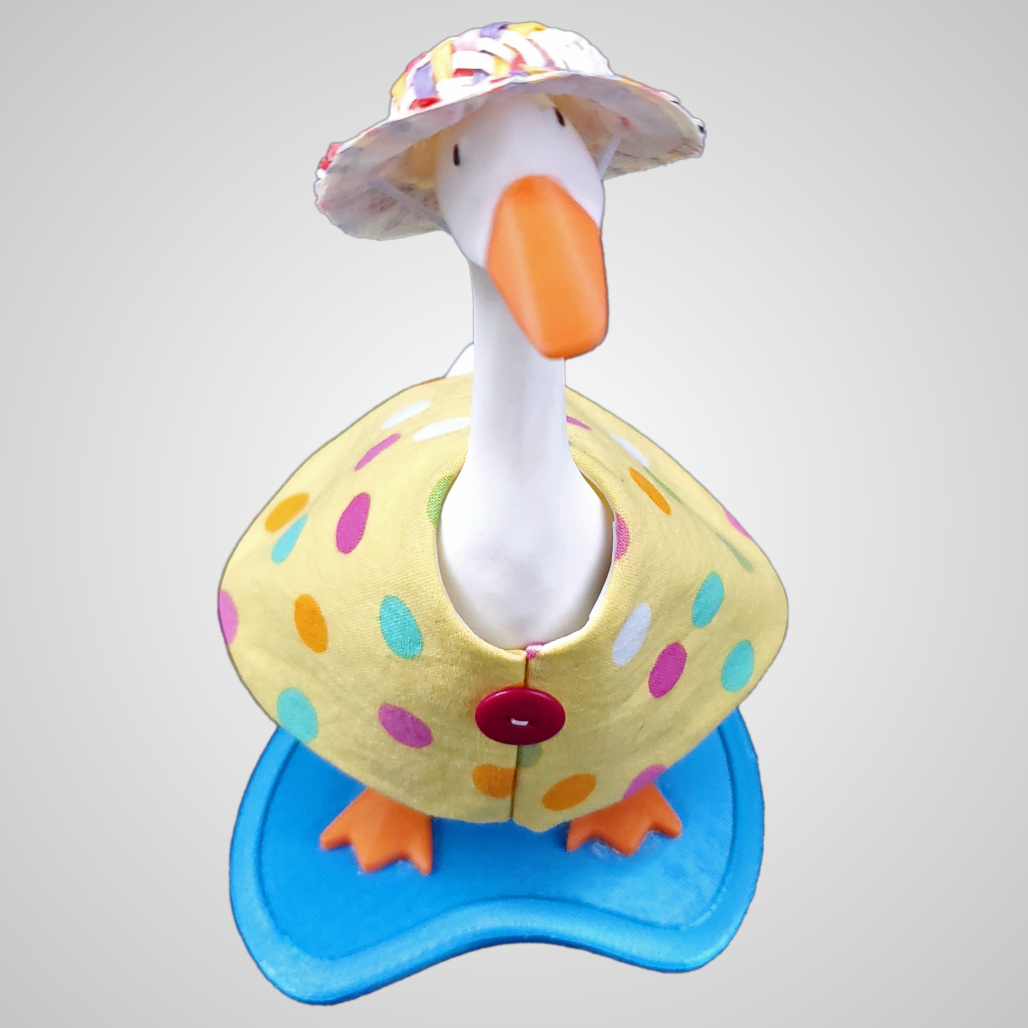 Vibrant Polka Dot Outfit for a 7 inch Desk Goose
