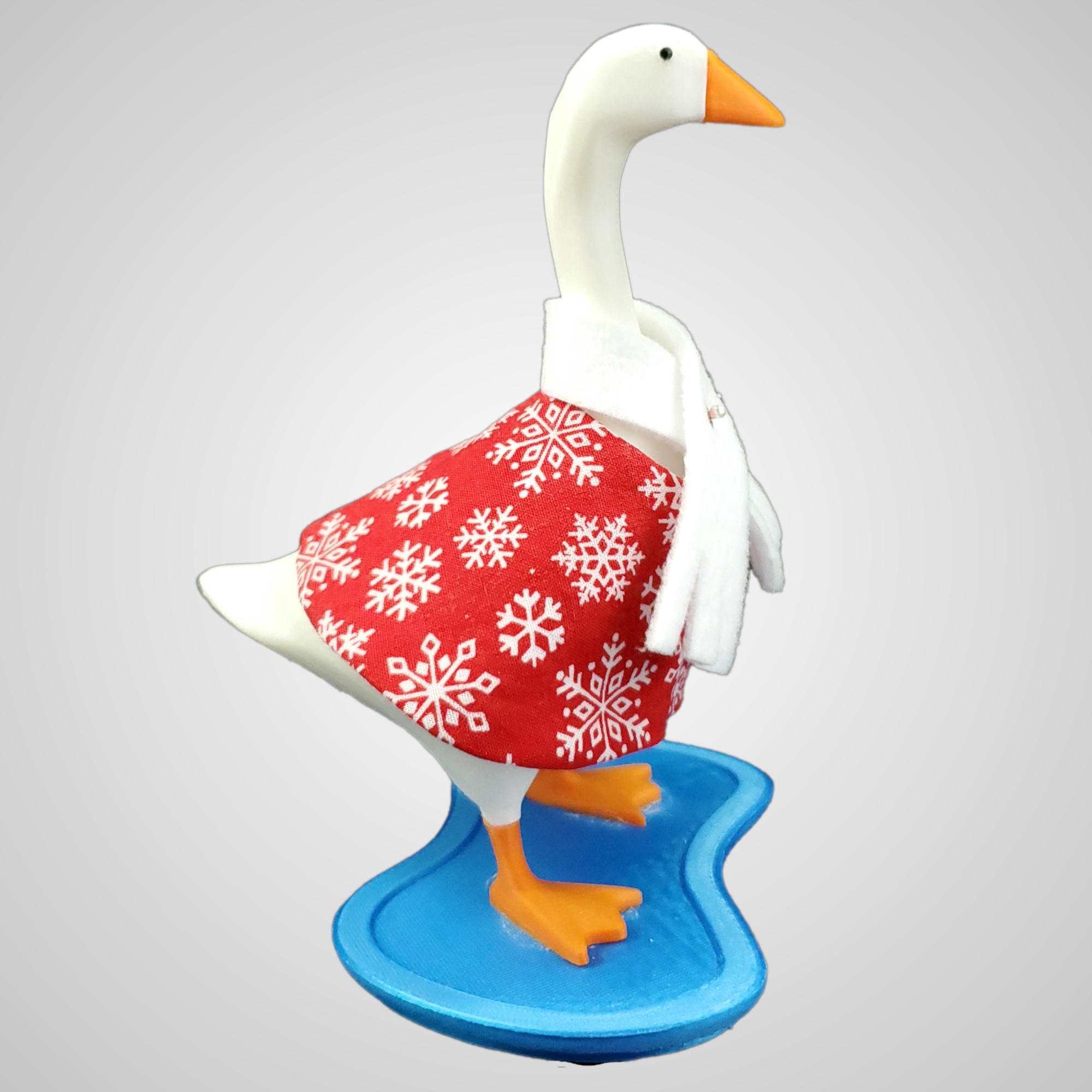 Red Snowflake Dress, Fleece Scarf for 7-inch Desk Goose
