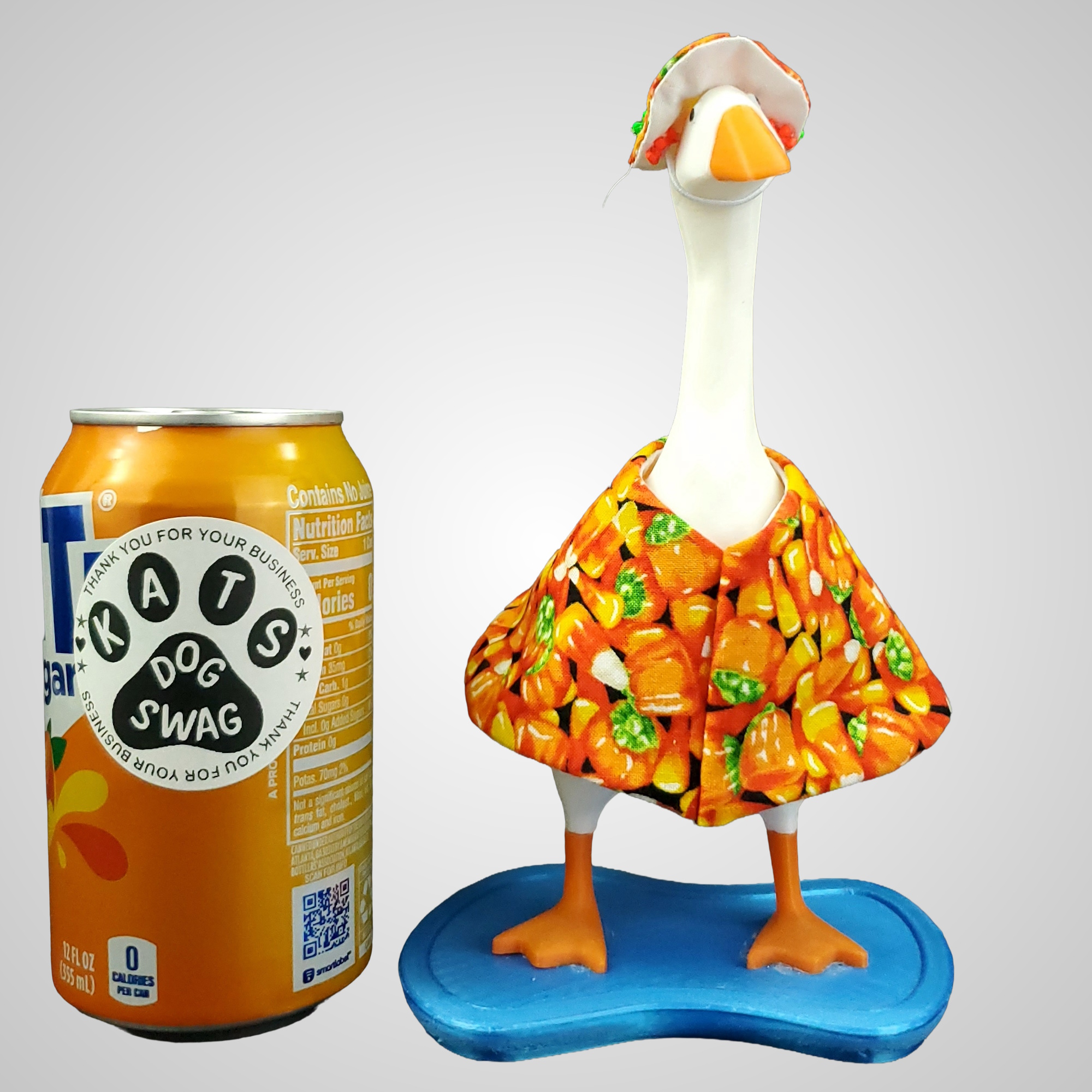 Candy Corn & Pumpkin Dress with Hat for 7" Desk Goose
