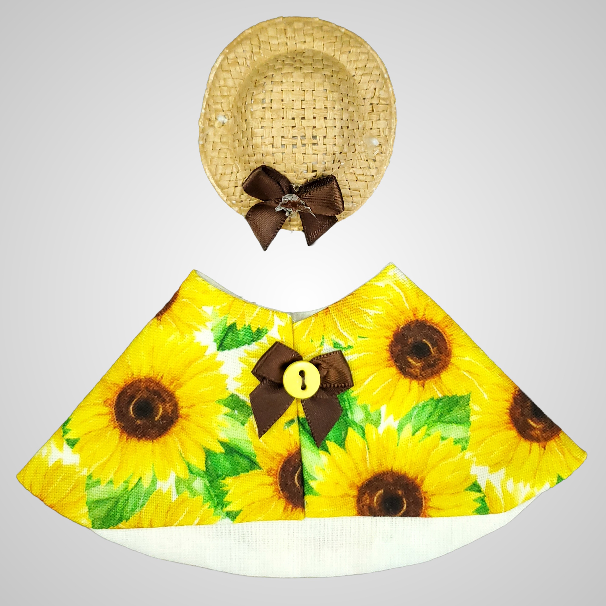 Sunflower Dress with Straw Hat for a 7 inch Desk Goose