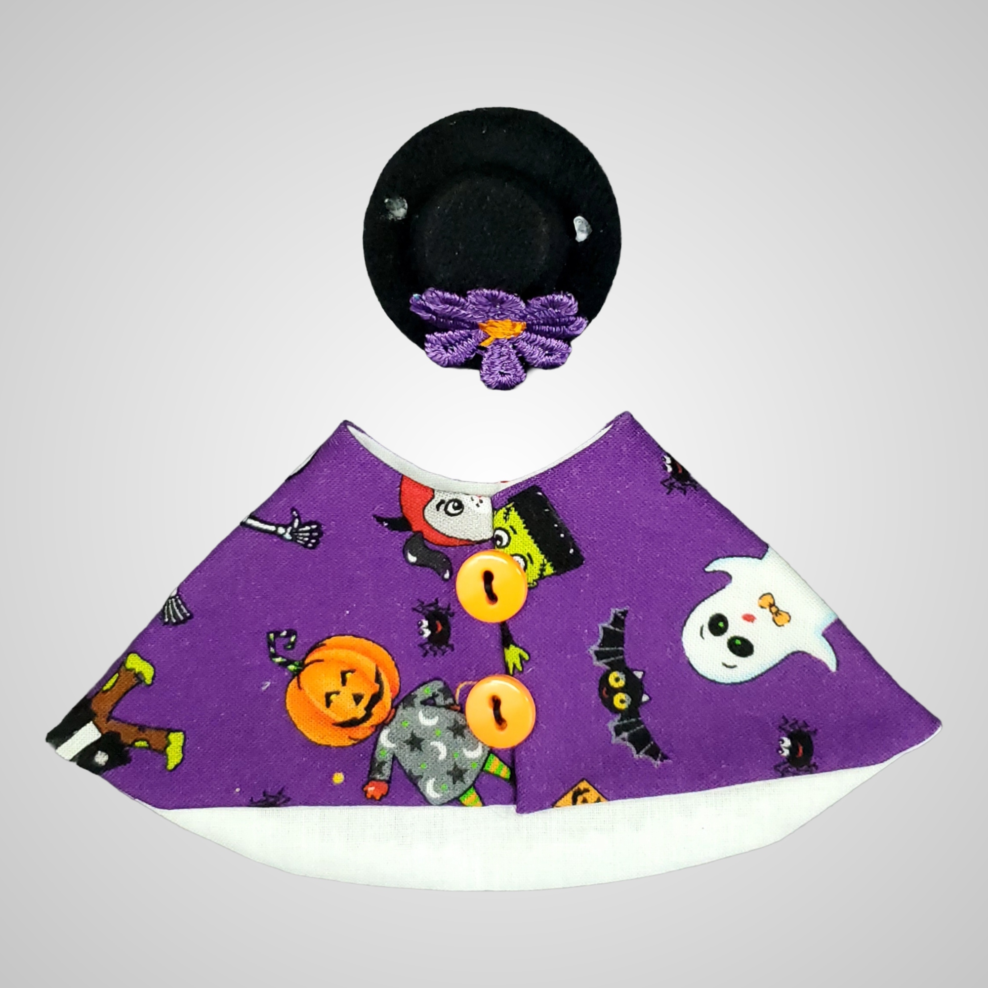 Purple Halloween Dress and Black Felt Hat for 7-inch Desk Goose