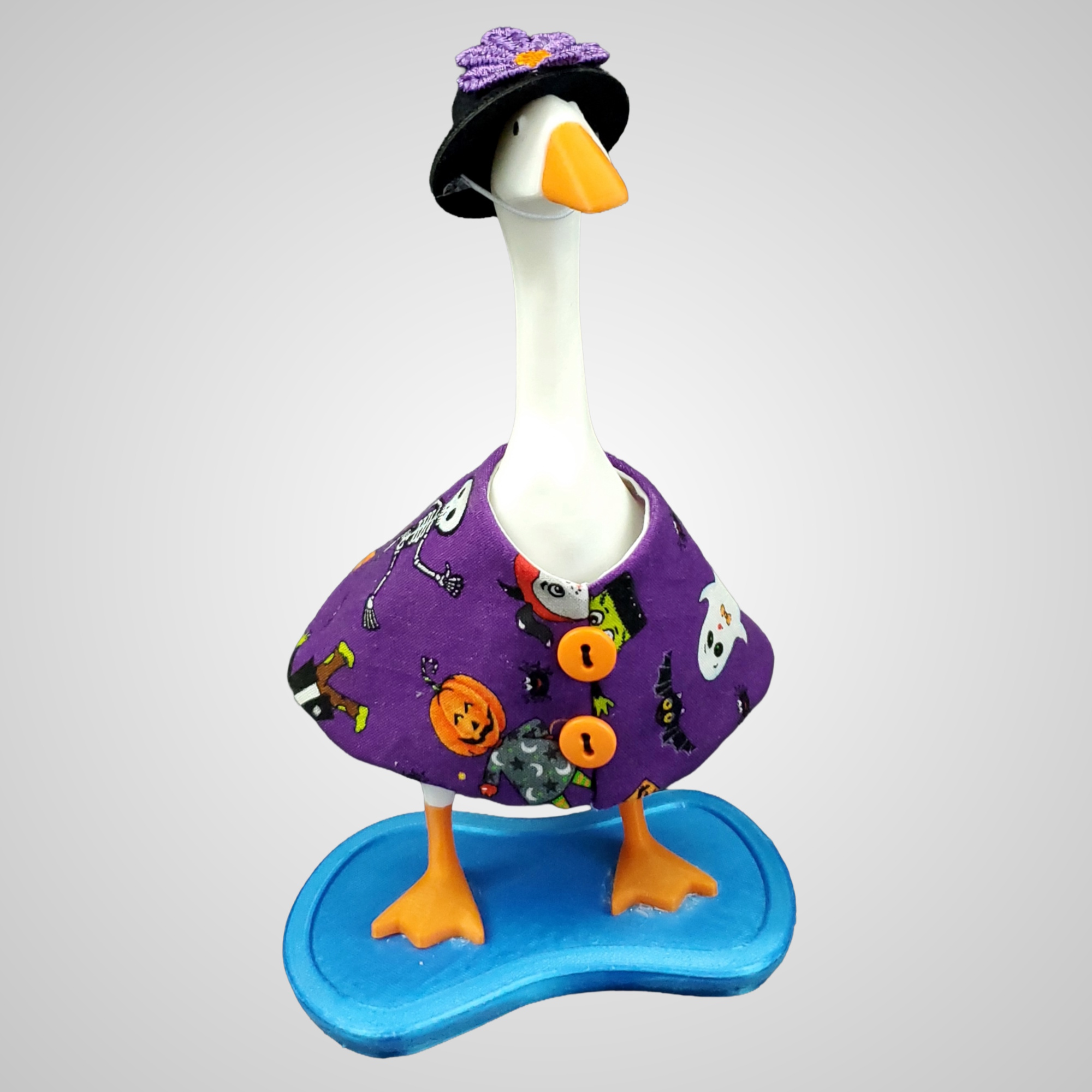 Purple Halloween Dress and Black Felt Hat for 7-inch Desk Goose