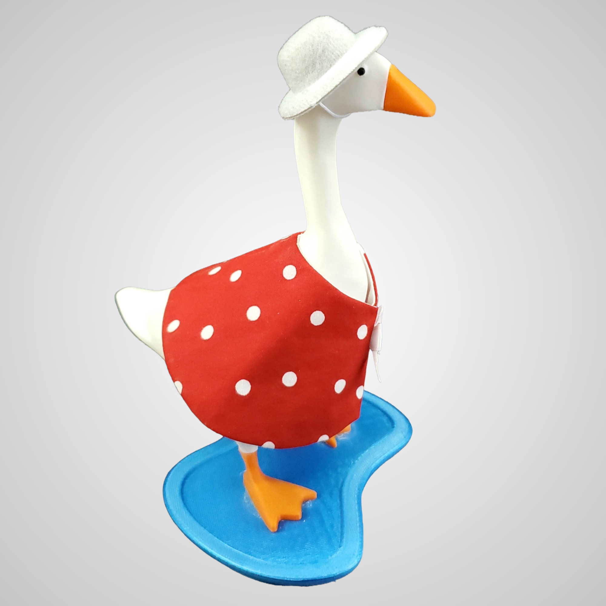 Red Polka Dot Dress and Hat for 7-inch Desk Goose