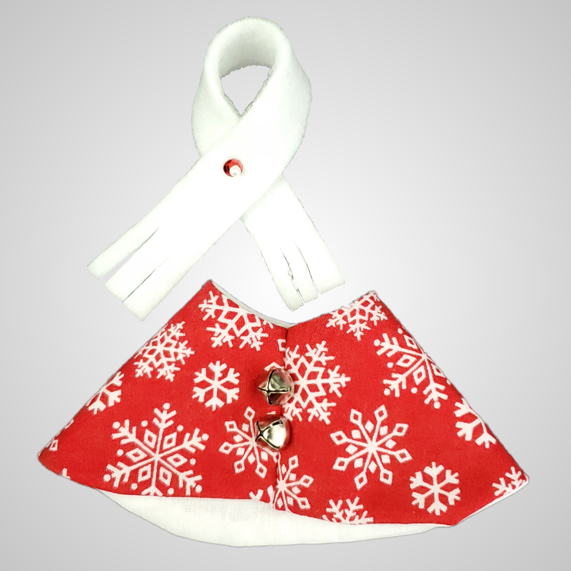 Red Snowflake Dress, Fleece Scarf for 7-inch Desk Goose