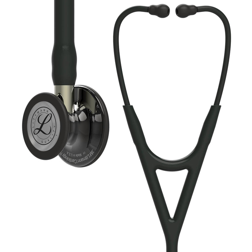 3M Littmann Cardiology IV Black Tube Champagne Stem Smoke Chestpiece