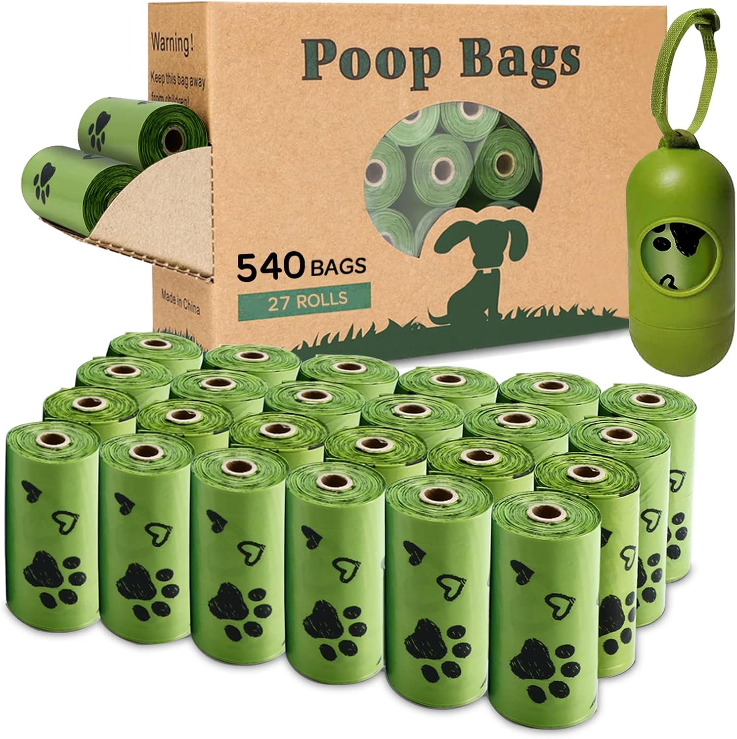 Yingdelai Dog Poop Bags, 540 Counts Poop Bags Leak-Proof Dog Waste Bags with 1 Dispenser Poop Bags for Dogs|Doggy (Scented)