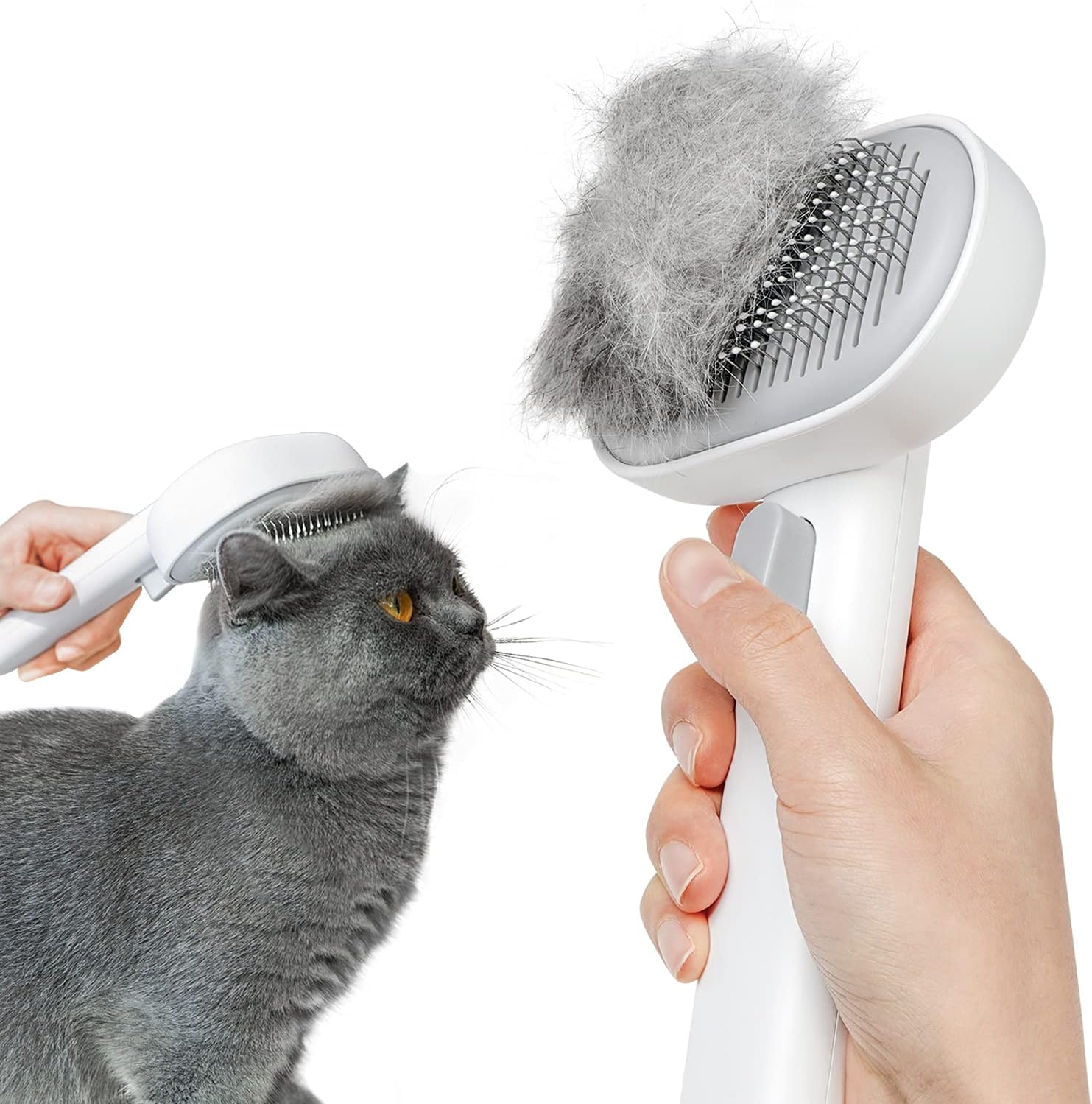 aumuca Cat Brush Dog Brush for Shedding, Cat Brushes for Long or Short Haired Cats, Cat Hair Brush Cat Grooming Brush Cat Comb Easily Removes Mats, Tangles, and Loose Fur, White