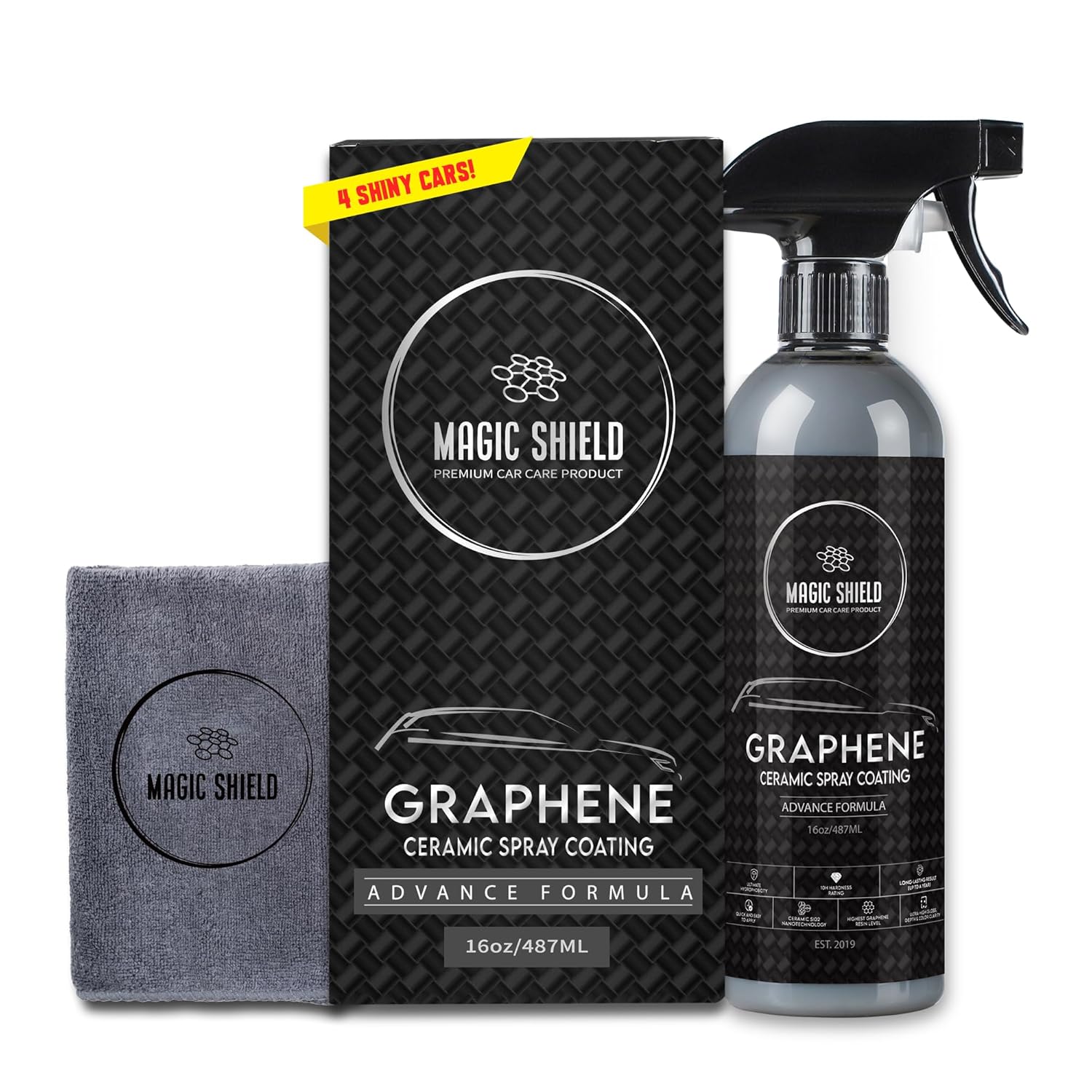 Magic Shield Graphene Ceramic Spray Coating - LAST SO LONG! Quick & Easy for Cars, Motorcycles, Boats & More - Professional-Grade Sealant for...