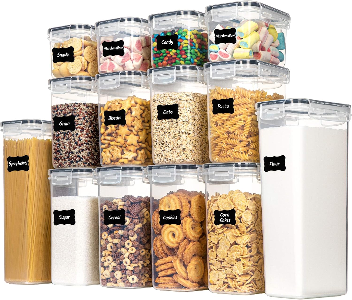 Vtopmart 14pcs Food Storage Containers Set, Kitchen & Pantry Organizers and Storage, BPA-Free Plastic Airtight Pantry Storage Container with Lids for...