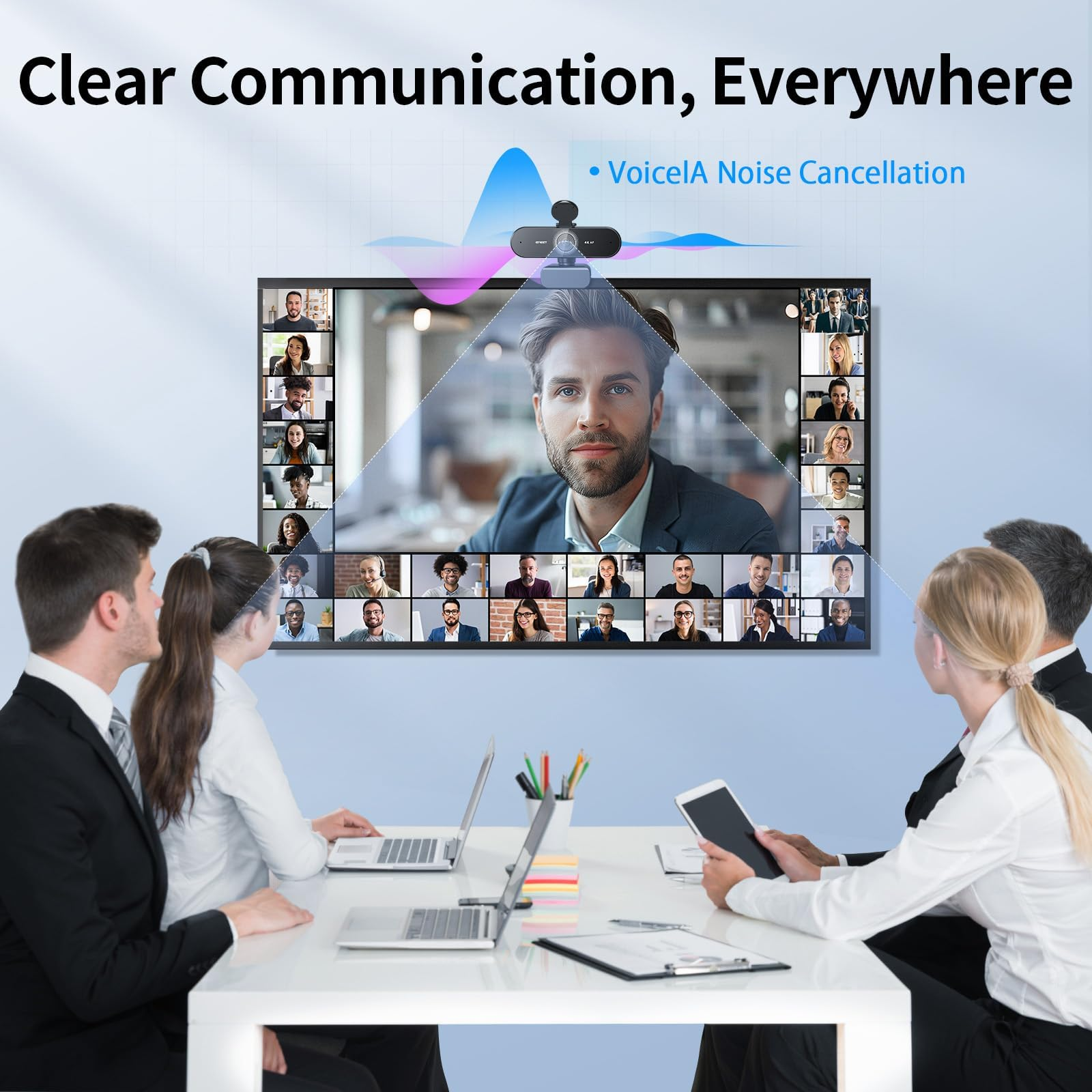EMEET Smartcam Nova 4K Webcam, 30FPS Rate, CMOS Sensor, Fixed 73° Field Of View, 2 Built-In Microphones & Advanced Noise-Cancelling Technology, Plug & Play, Black | NOVA 4K