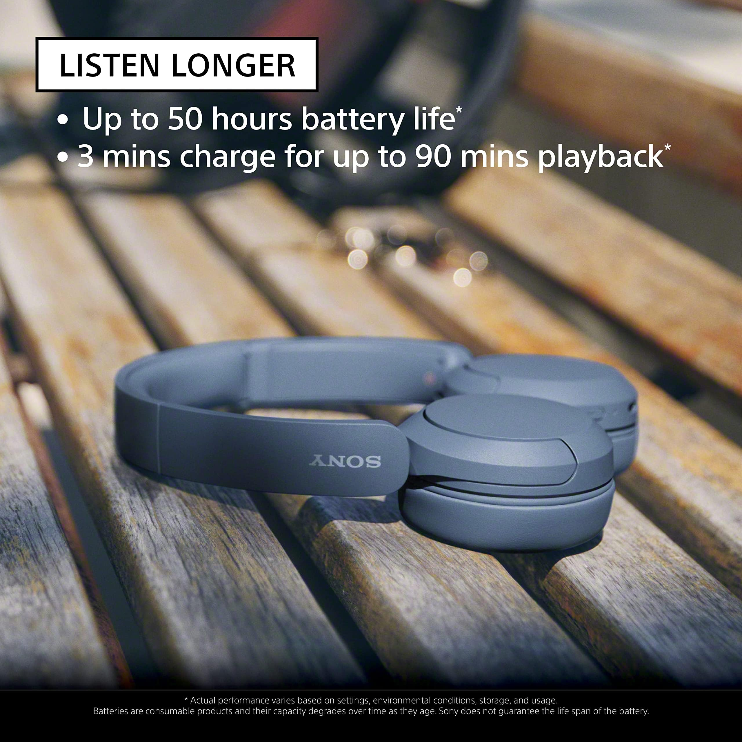 Sony WH-CH520 Wireless Headphones, 50 hours battery life, Clearer hands-free calling, Multipoint Connection, On-ear style