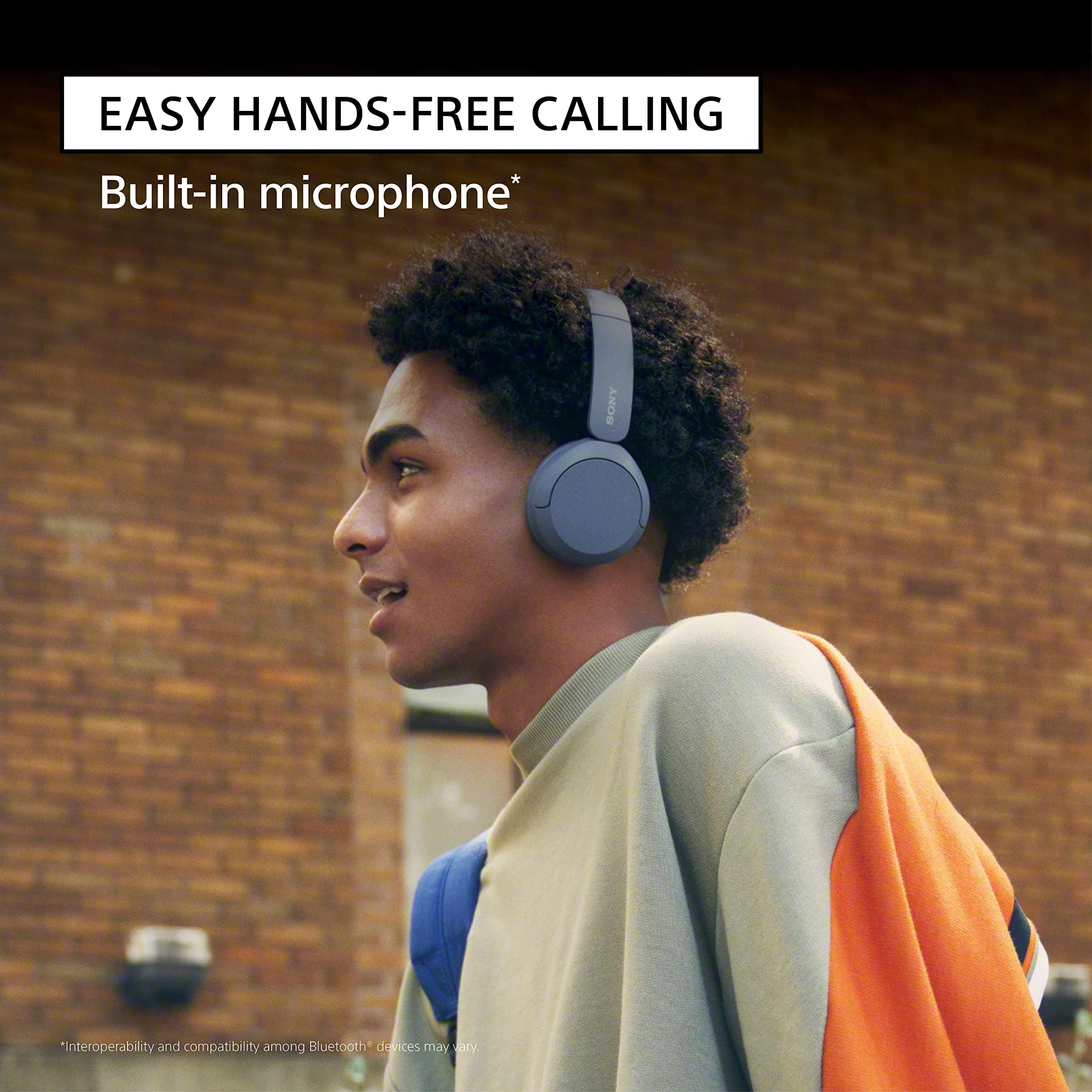 Sony WH-CH520 Wireless Headphones, 50 hours battery life, Clearer hands-free calling, Multipoint Connection, On-ear style