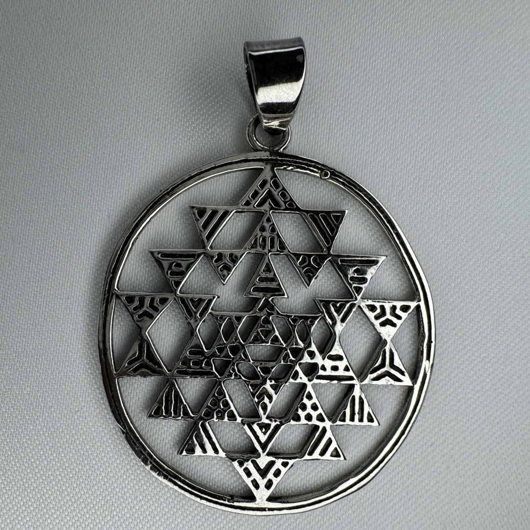 Sri Yantra Outline Sterling Silver Pendant