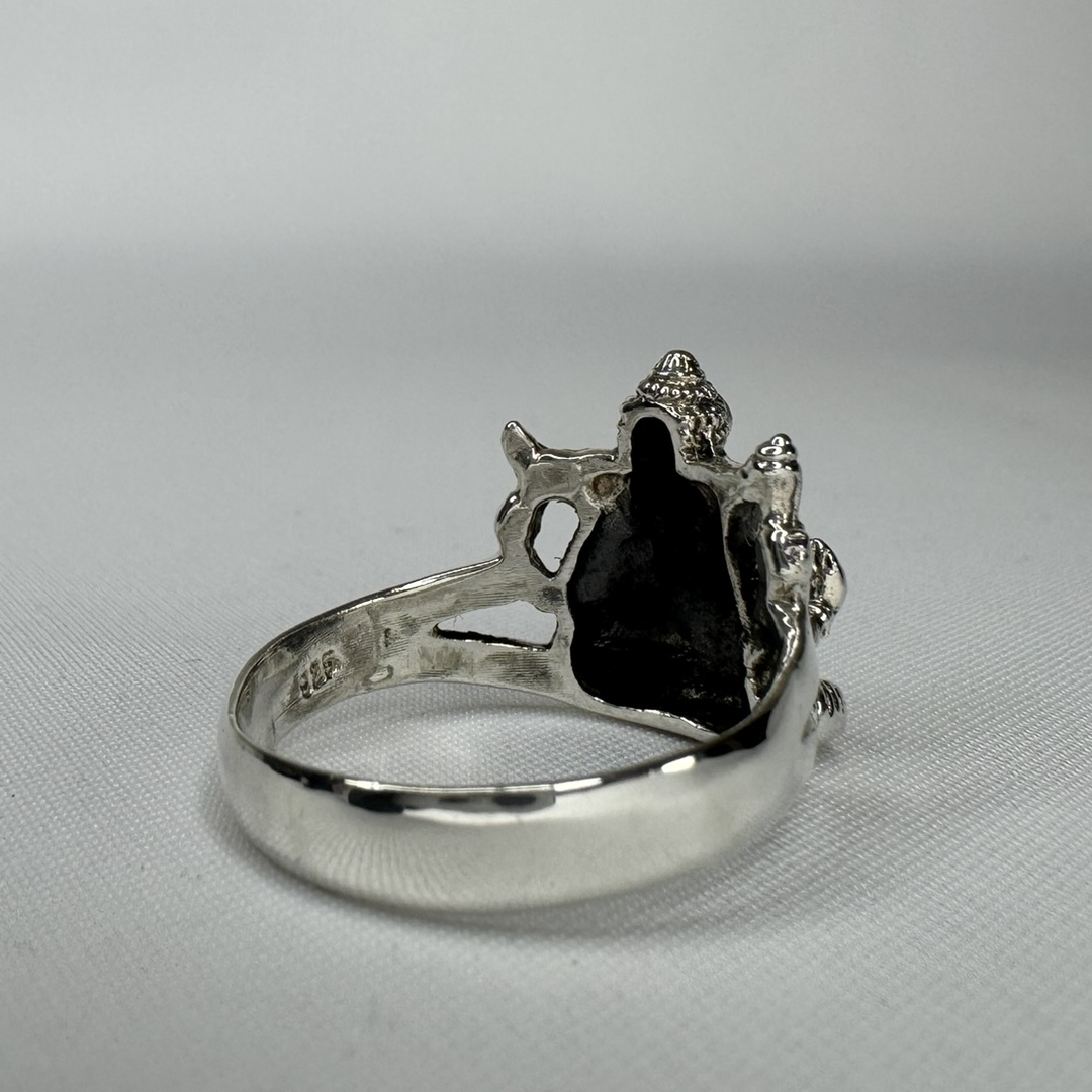 Ganesha with Ruby and Sapphire Sterling Silver Ring