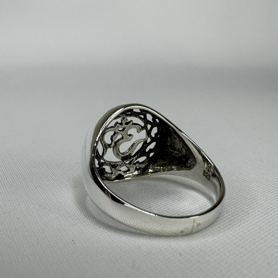 Lotus OM Symbol Sterling Silver Ring