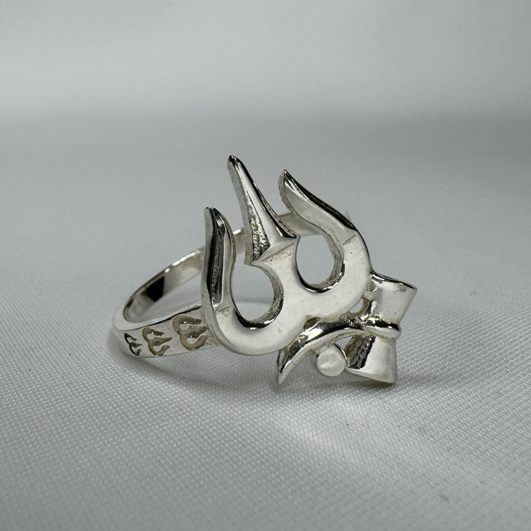 Trishul Trident Sterling Silver Ring