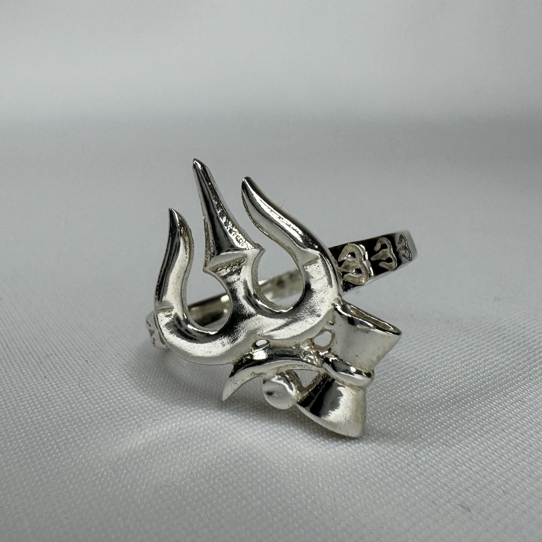 Trishul Trident Sterling Silver Ring