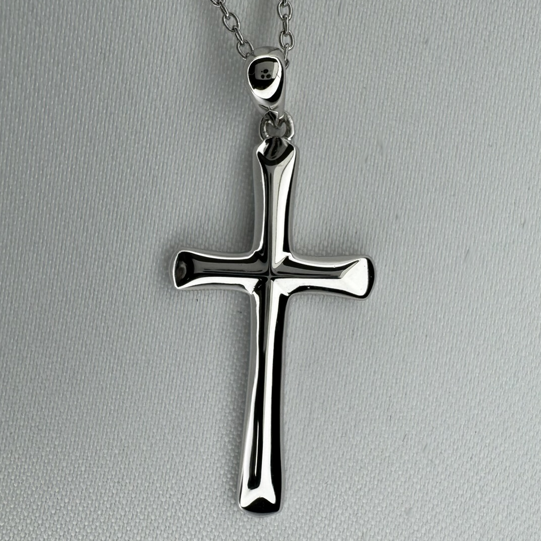 Embossed Cross 30mm Sterling Silver Pendant
