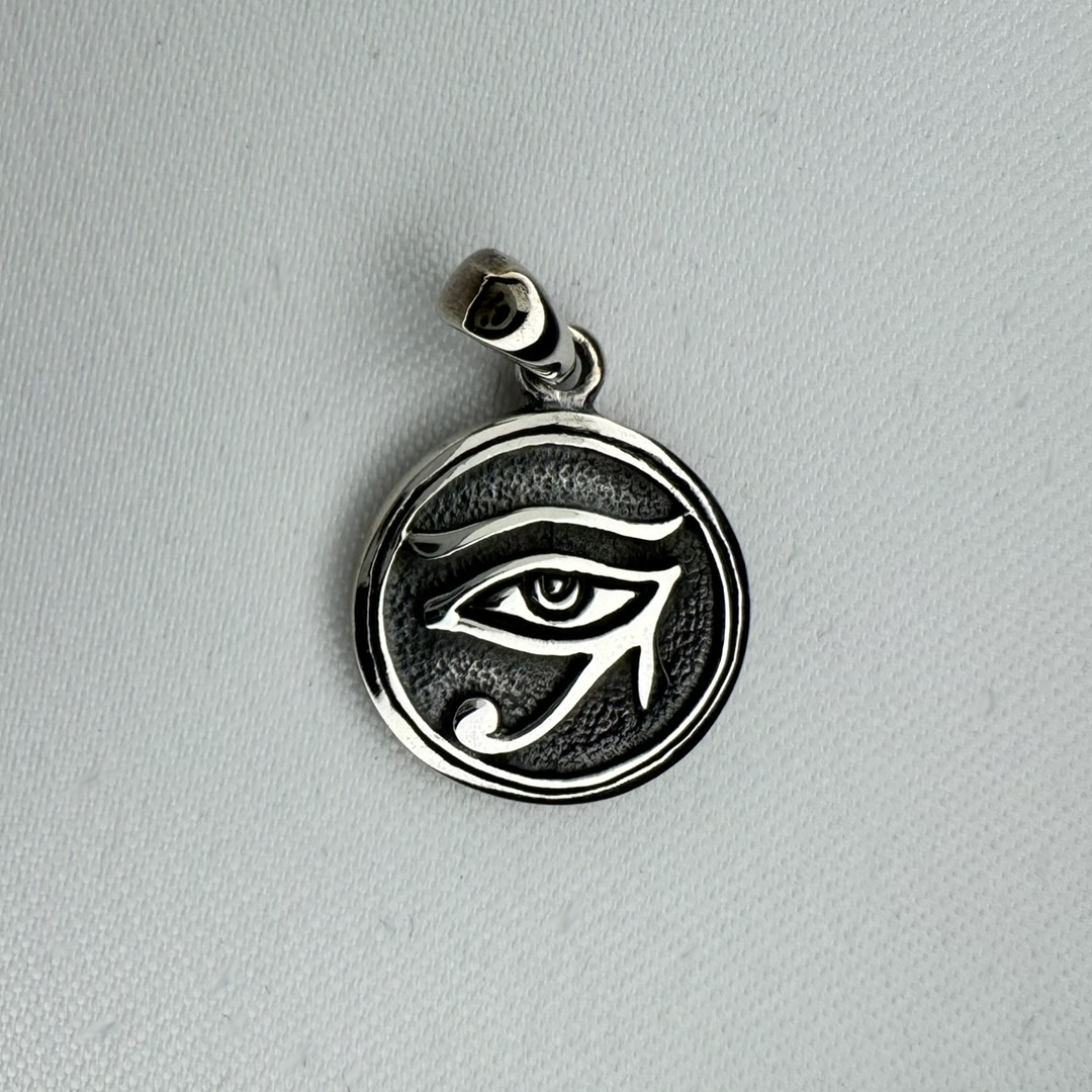 Eye of Ra Disc Sterling Silver Pendant