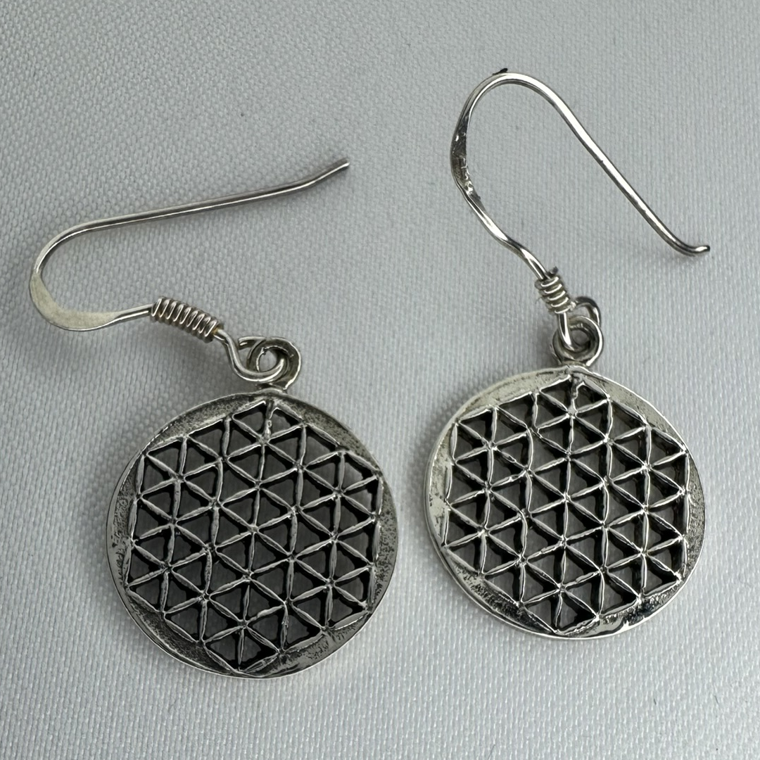 Flower of Life Dangle Sterling Silver Earrings