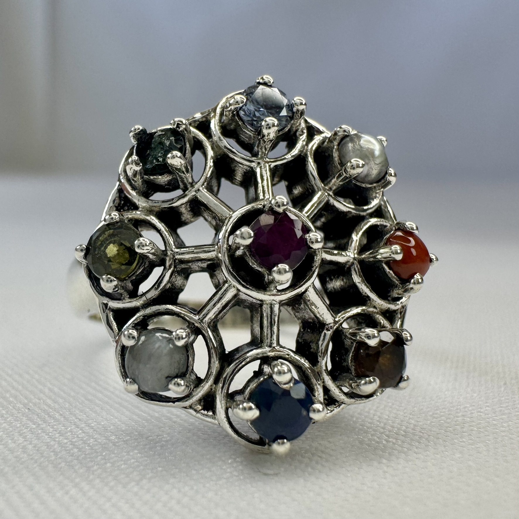 Bhav's Navaratna Sterling Silver Ring