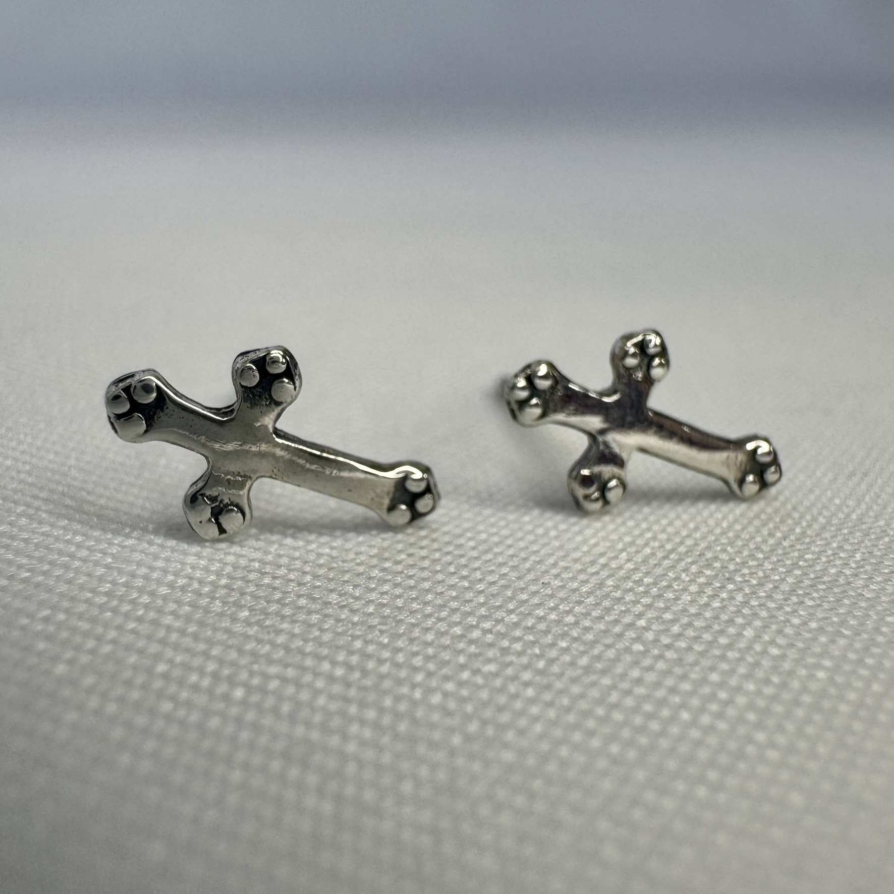 Medieval Cross Post Stud Sterling Silver Earrings