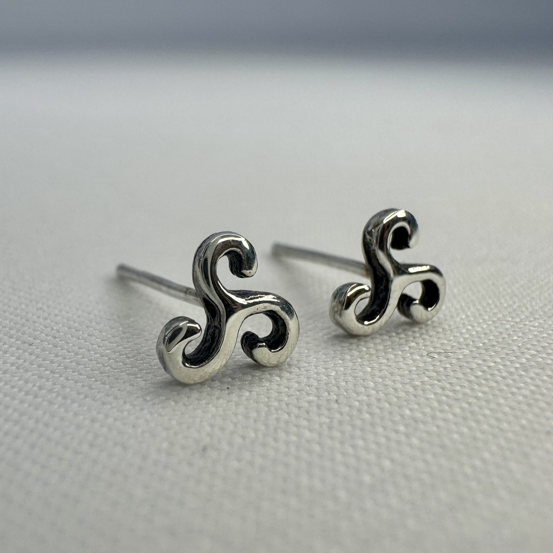 Triskelion Sterling Silver Stud Earrings