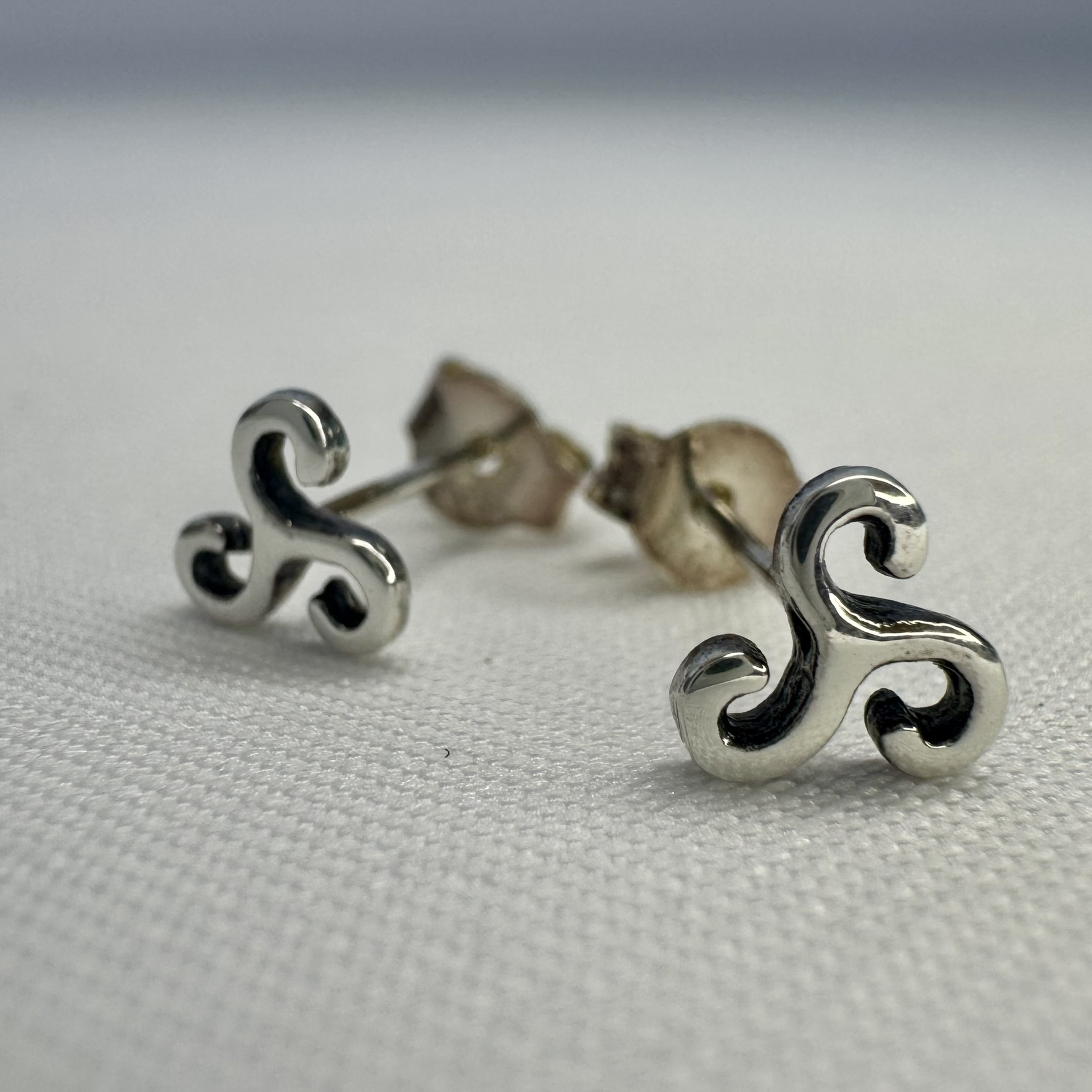 Triskelion Sterling Silver Stud Earrings