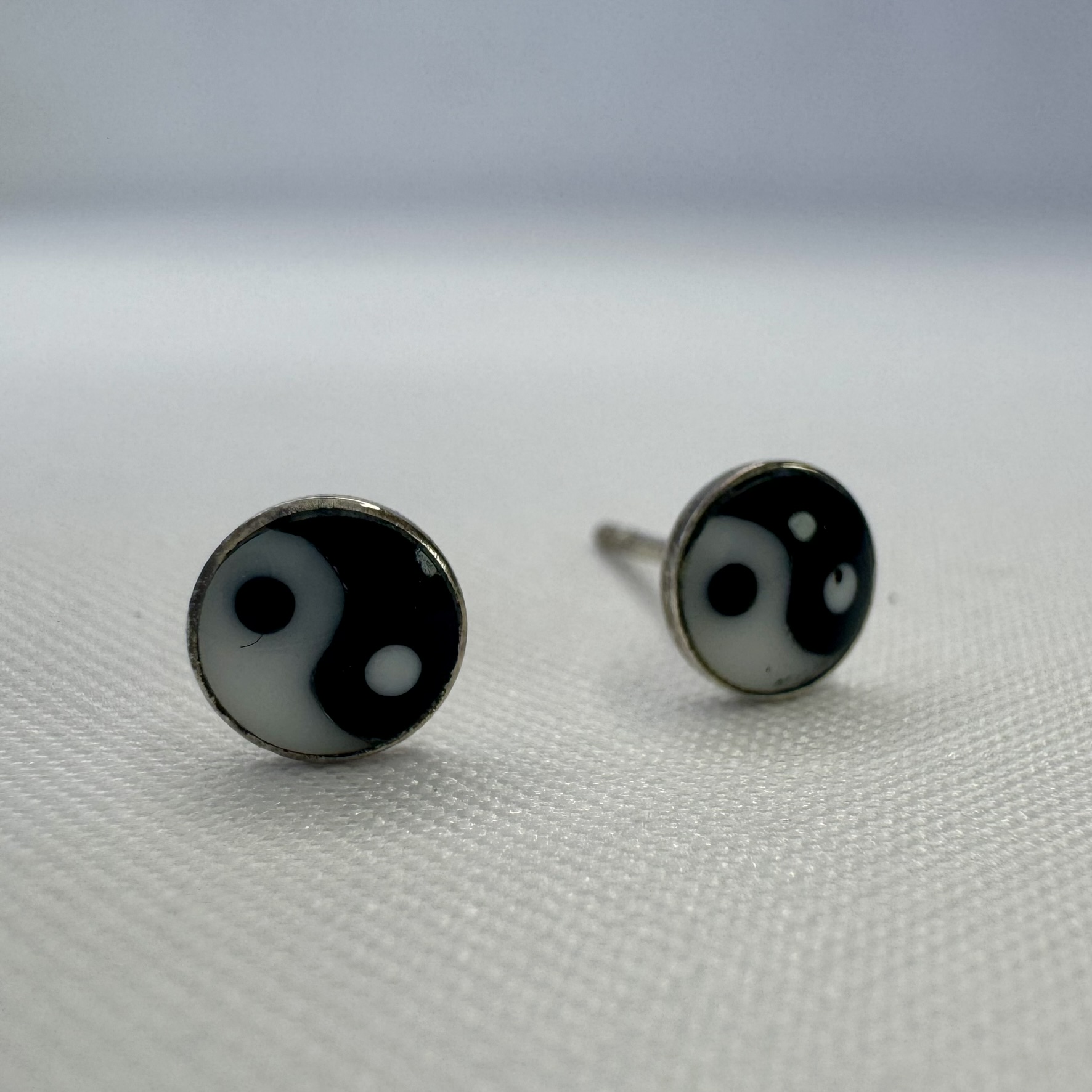 Yin Yang Sterling Silver Stud Earrings
