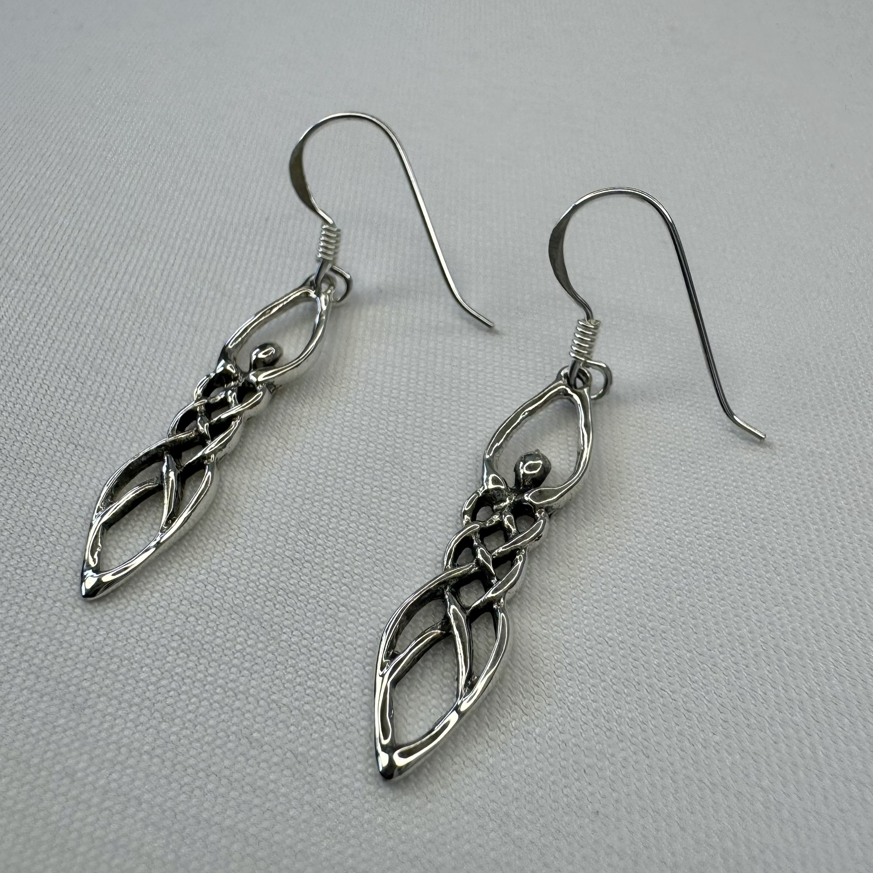 Celtic Goddess Sterling Silver Dangle Earrings