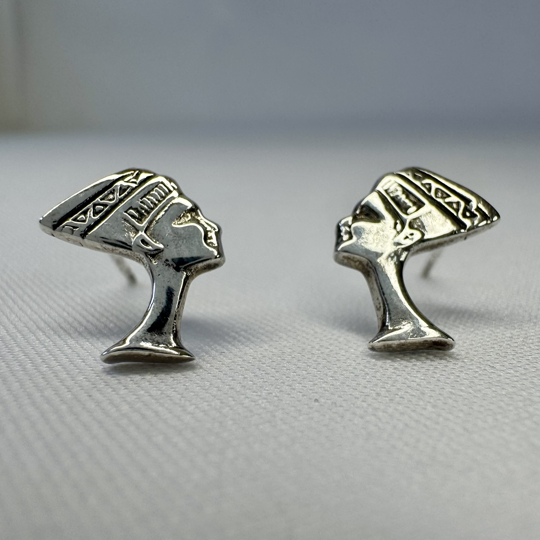 Nefertiti Sterling Silver Stud Earrings