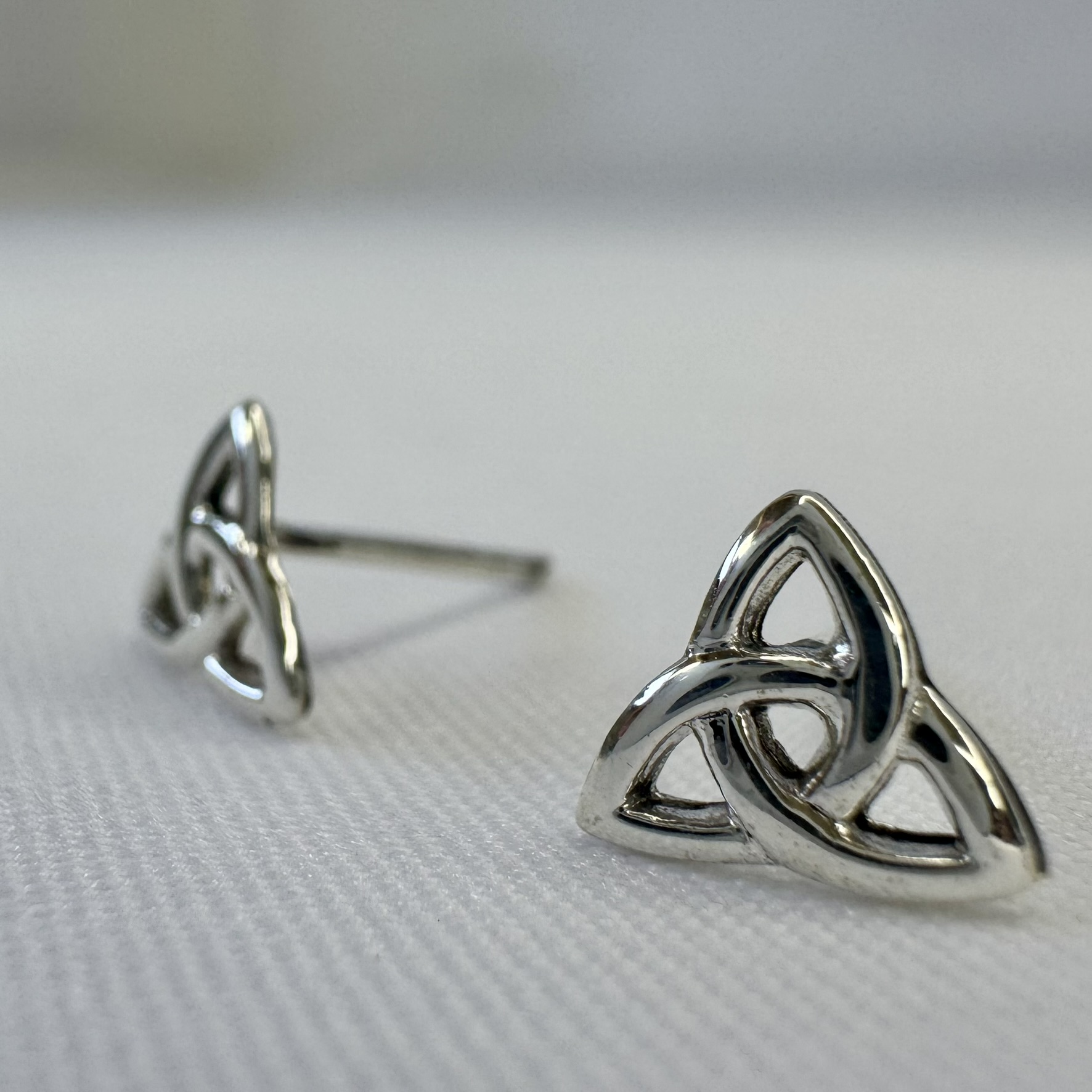 Triquetra Silver Sterling Stud Earrings