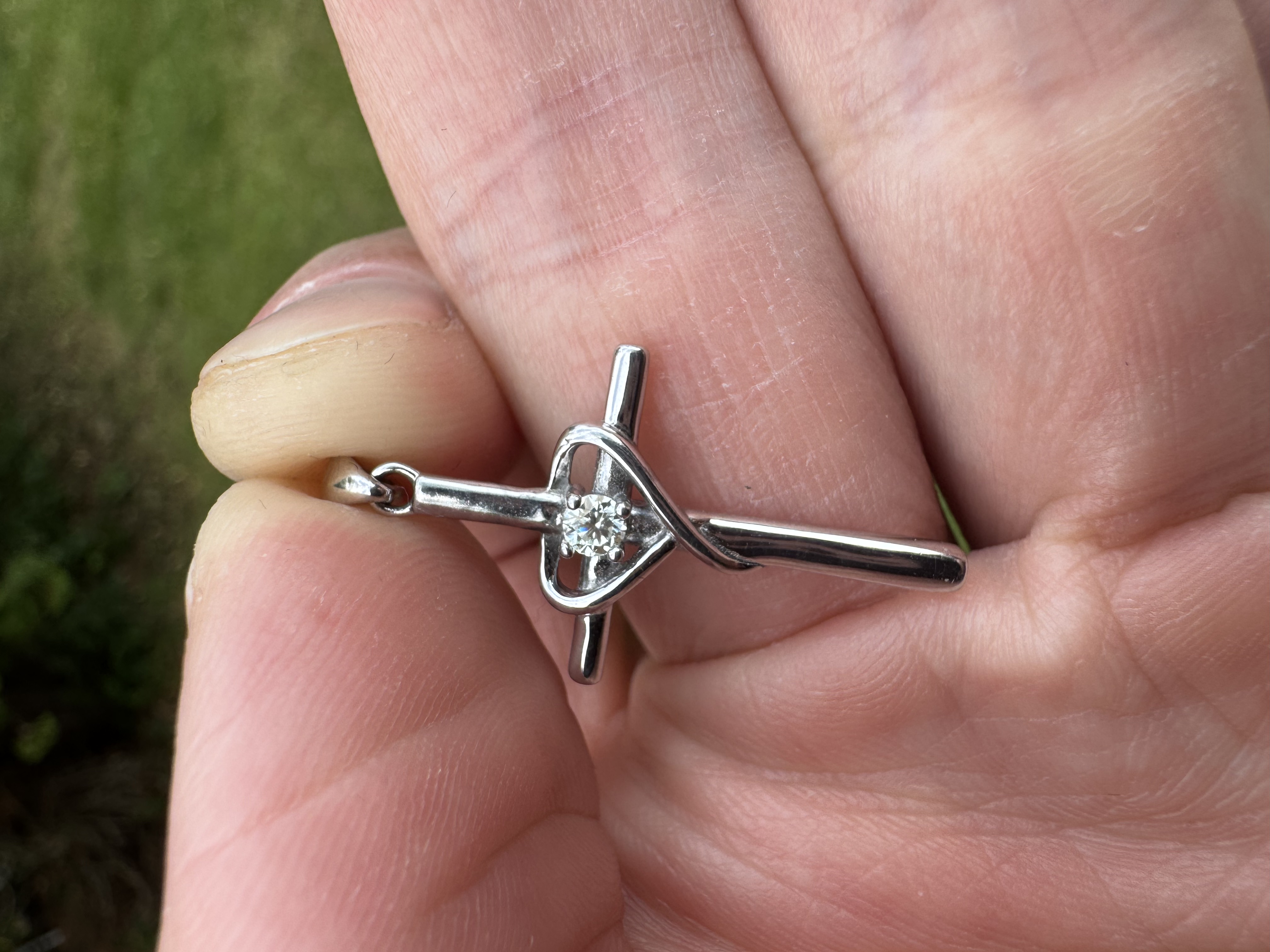 Cross with Heart Moissanite 30mm Sterling Silver Pendant