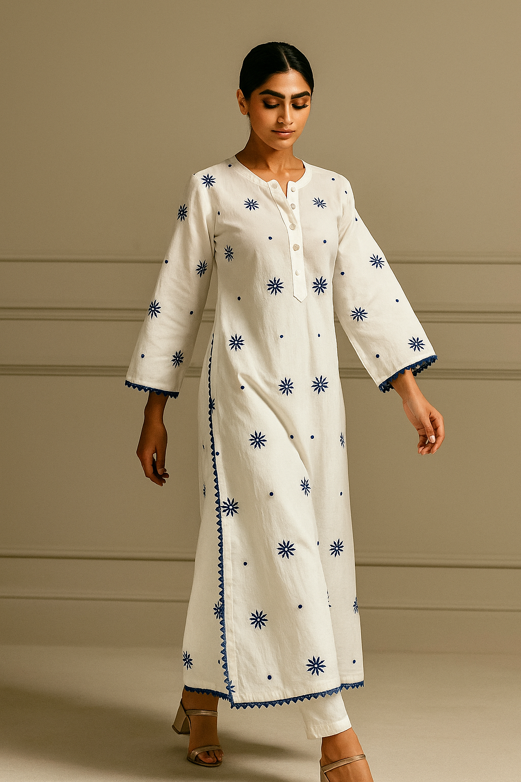 Embroidered White Kurta