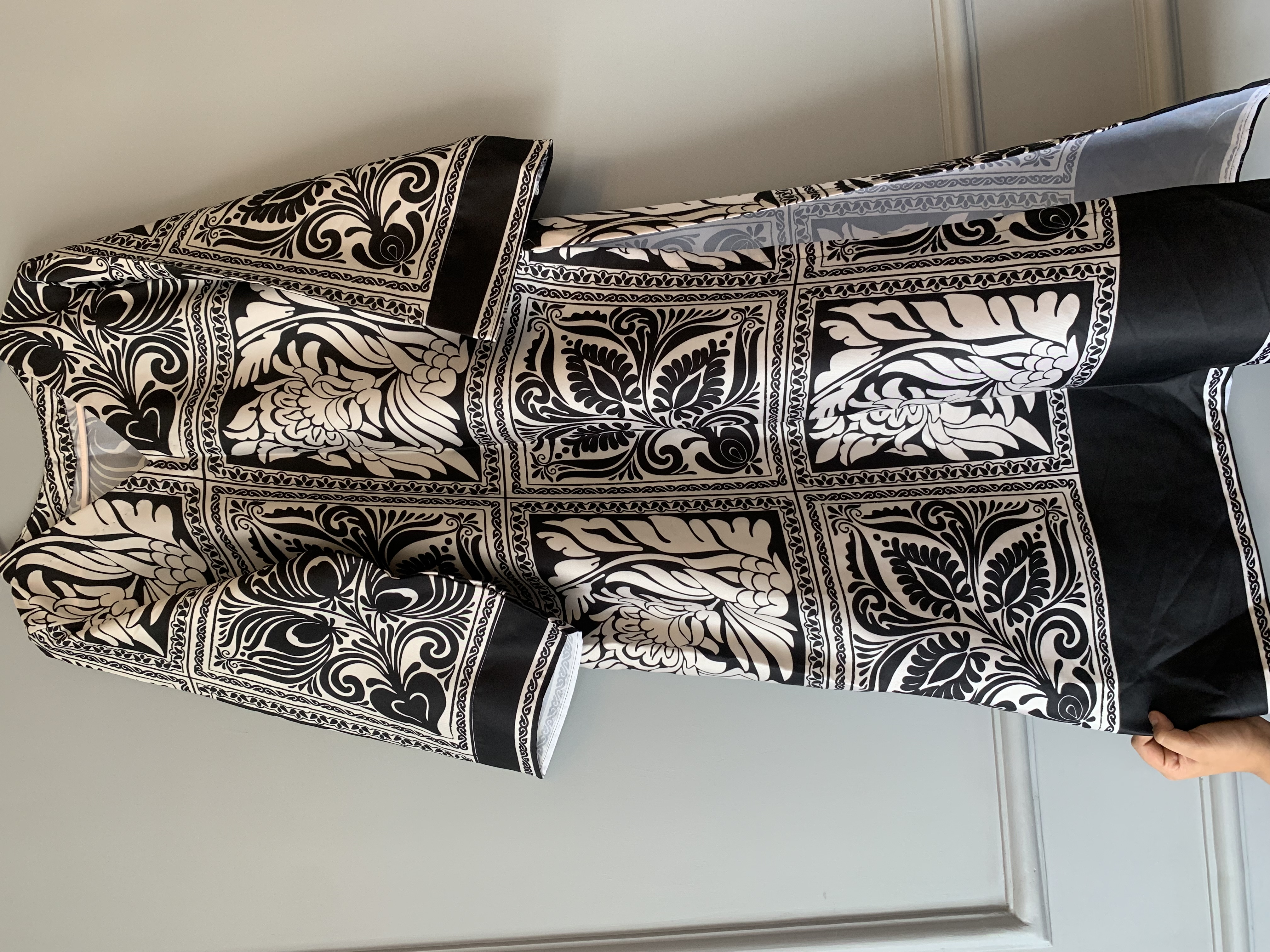 Black and White Floral Kaftan style kurta