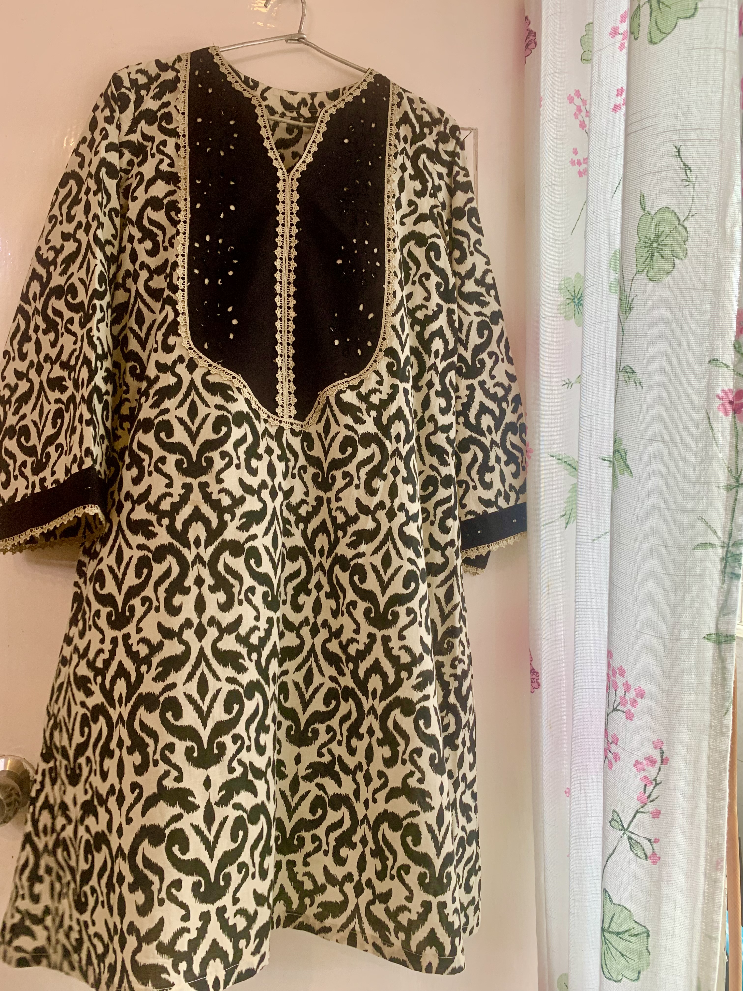 Black and beige Printed Kurti