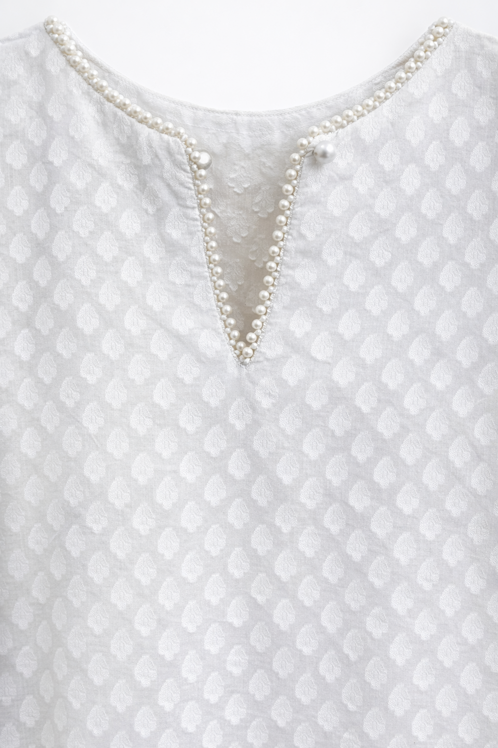 Elegant White Cotton  dabu kurta set