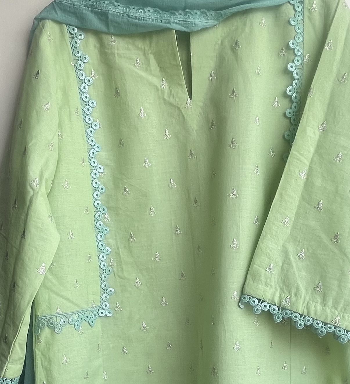 Embroidered Pastel Green Kurta set
