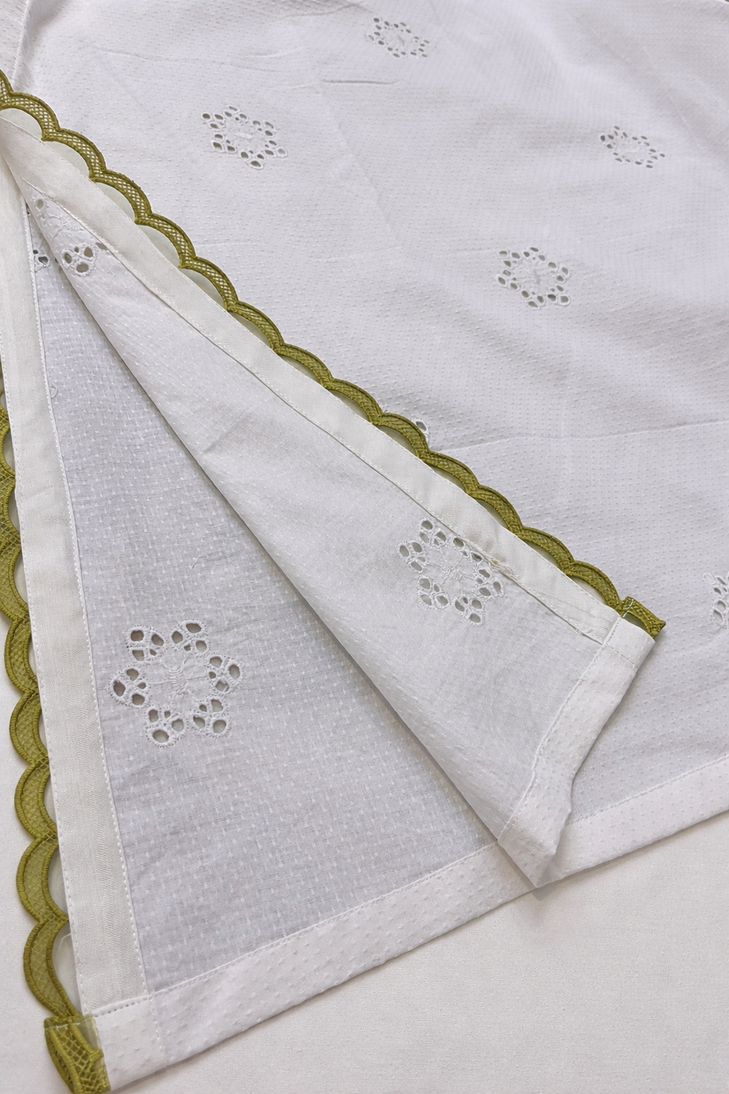 White Cotton Kurta set with Floral Dupatta
