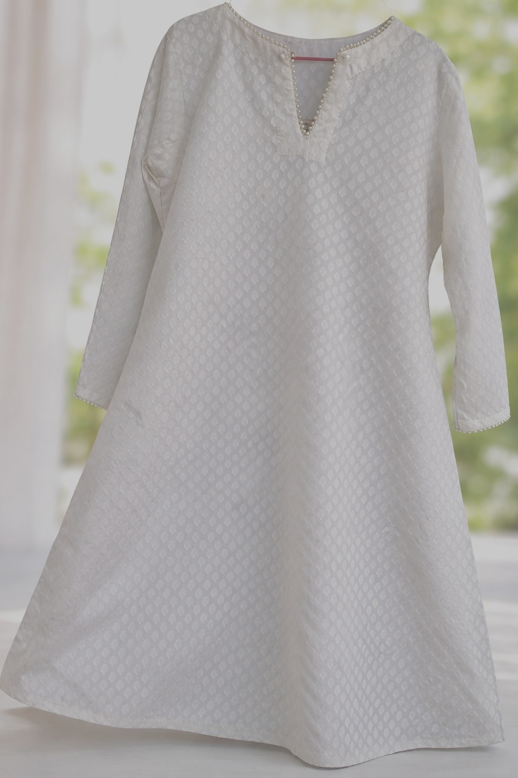 Elegant White Cotton  dabu kurta set