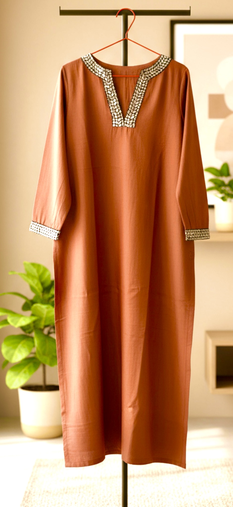 Embroidered Kurta with Sequin Dupatta