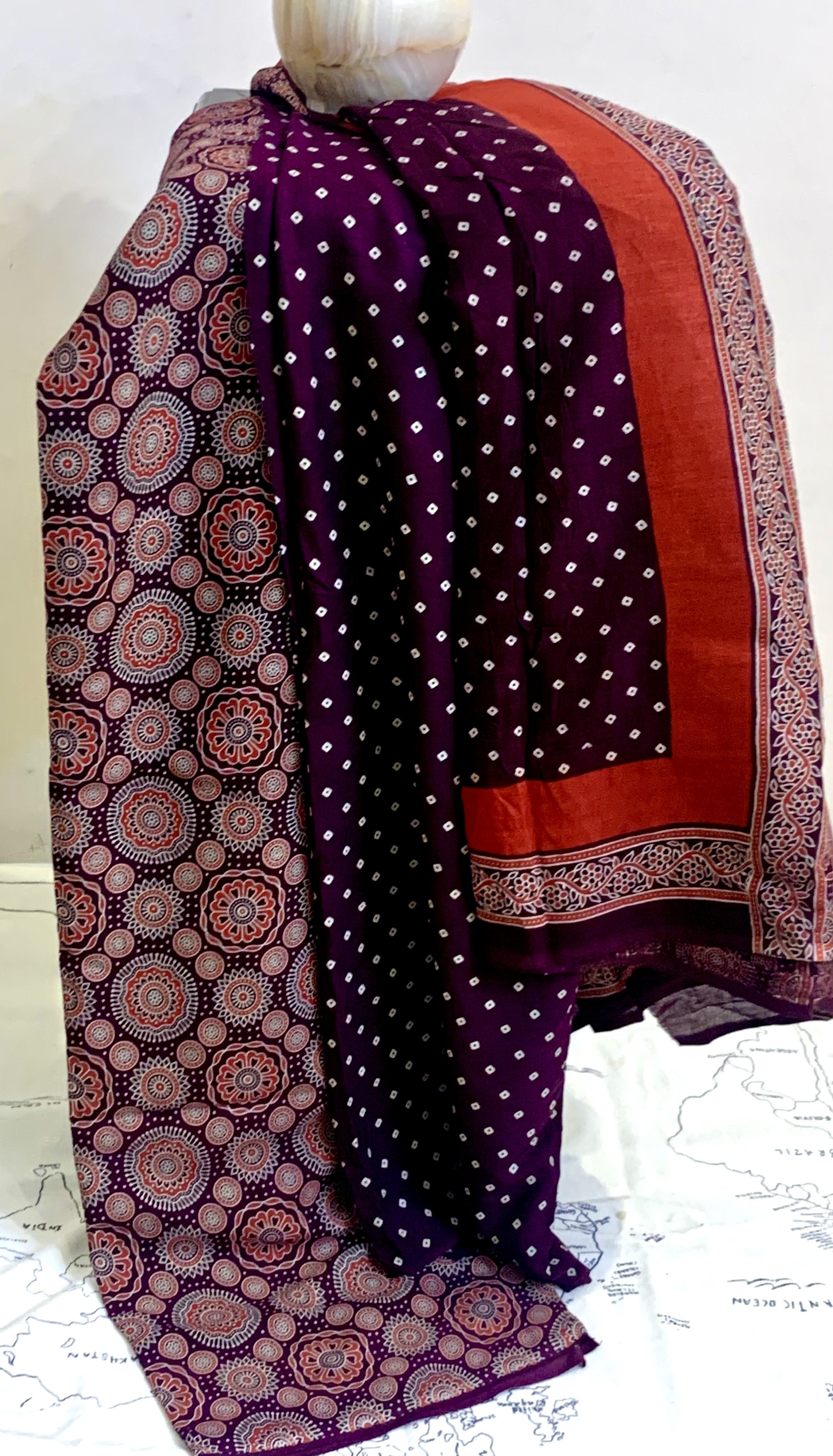 Traditional Block Print unstitched suit 