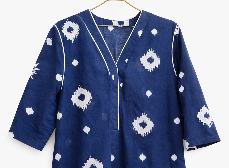 Indigo Ikat Cotton Kurta