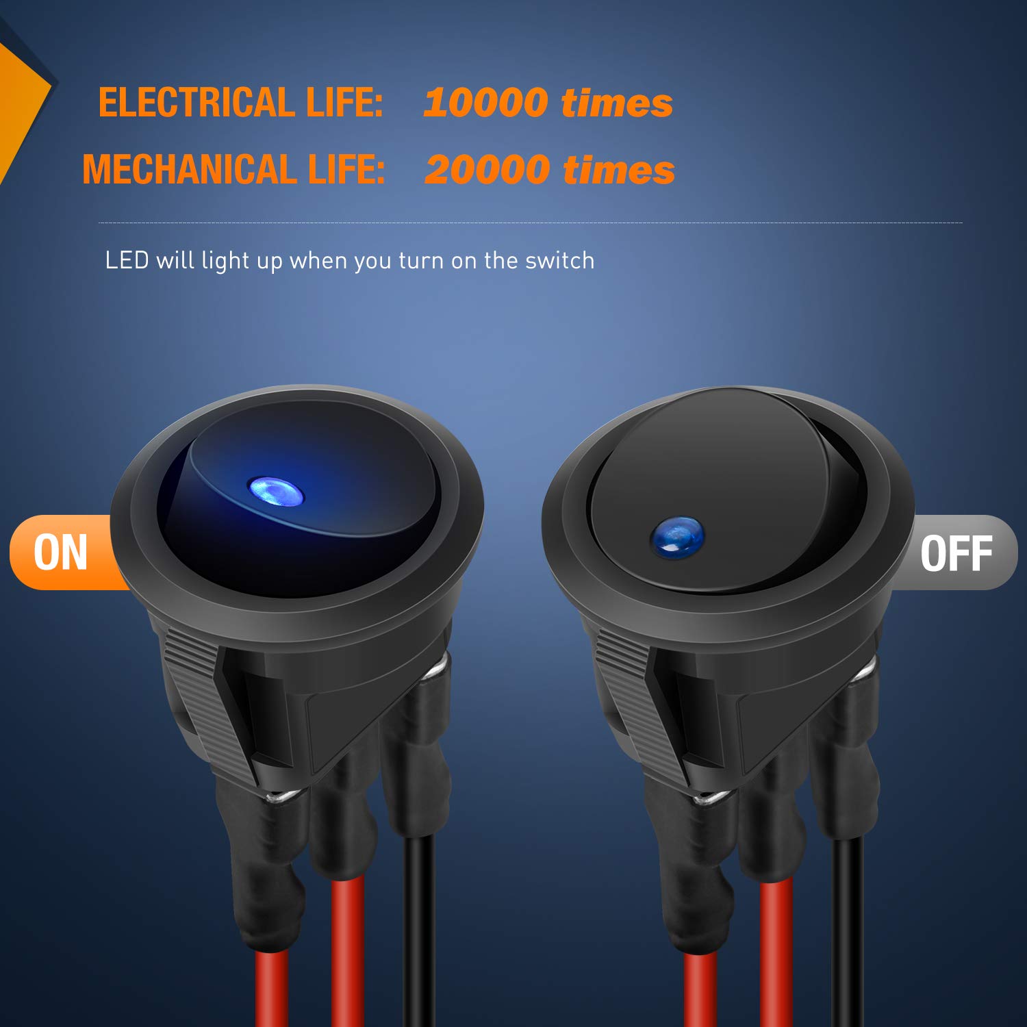 Round Blue Toggle LED Rocker Switch