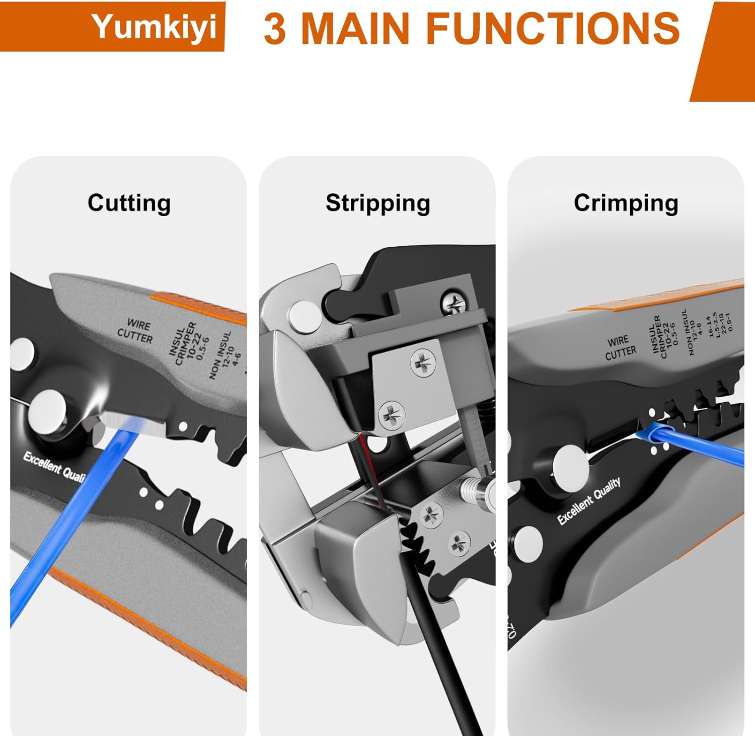 Self-Adjusting Wire Stripper Tool 3 in 1
