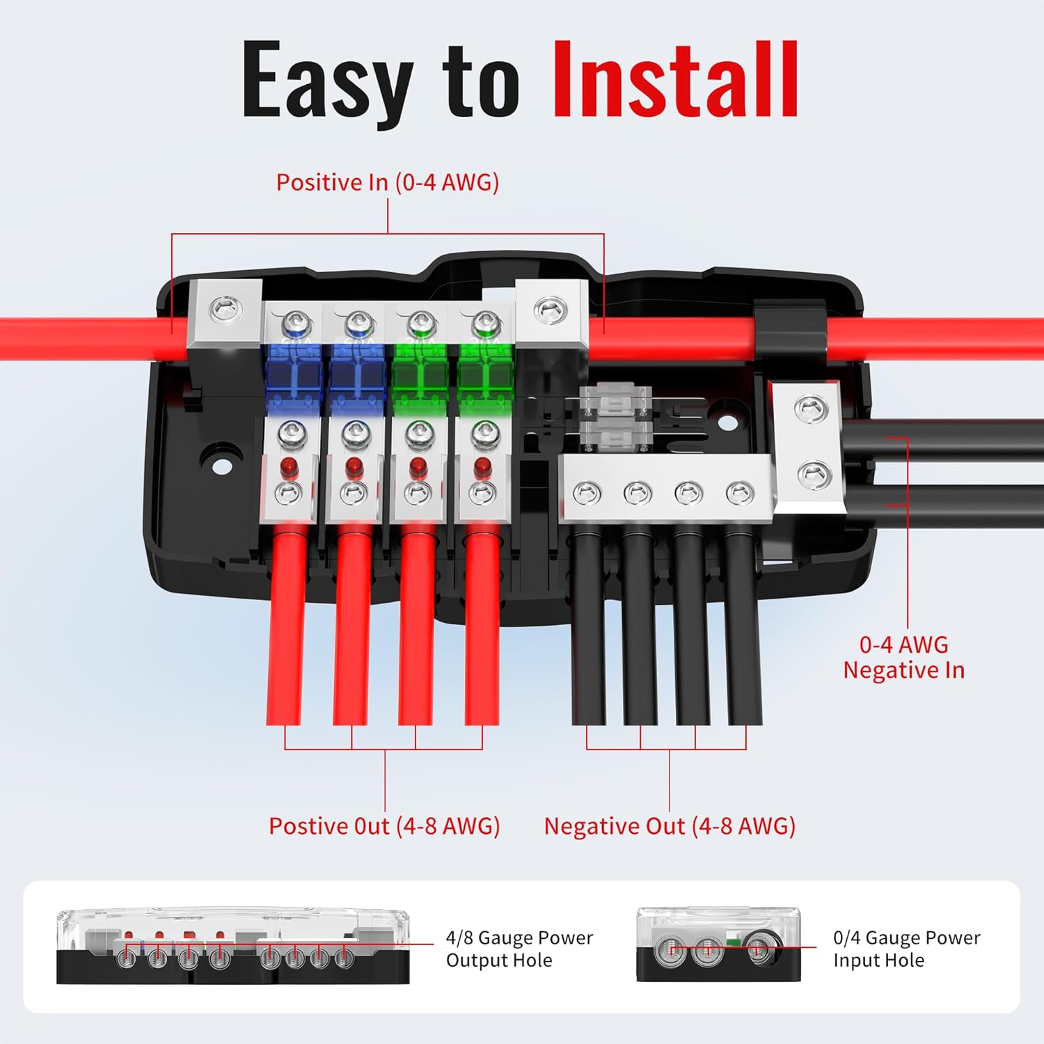 4 Way Power + Ground Distribution Block